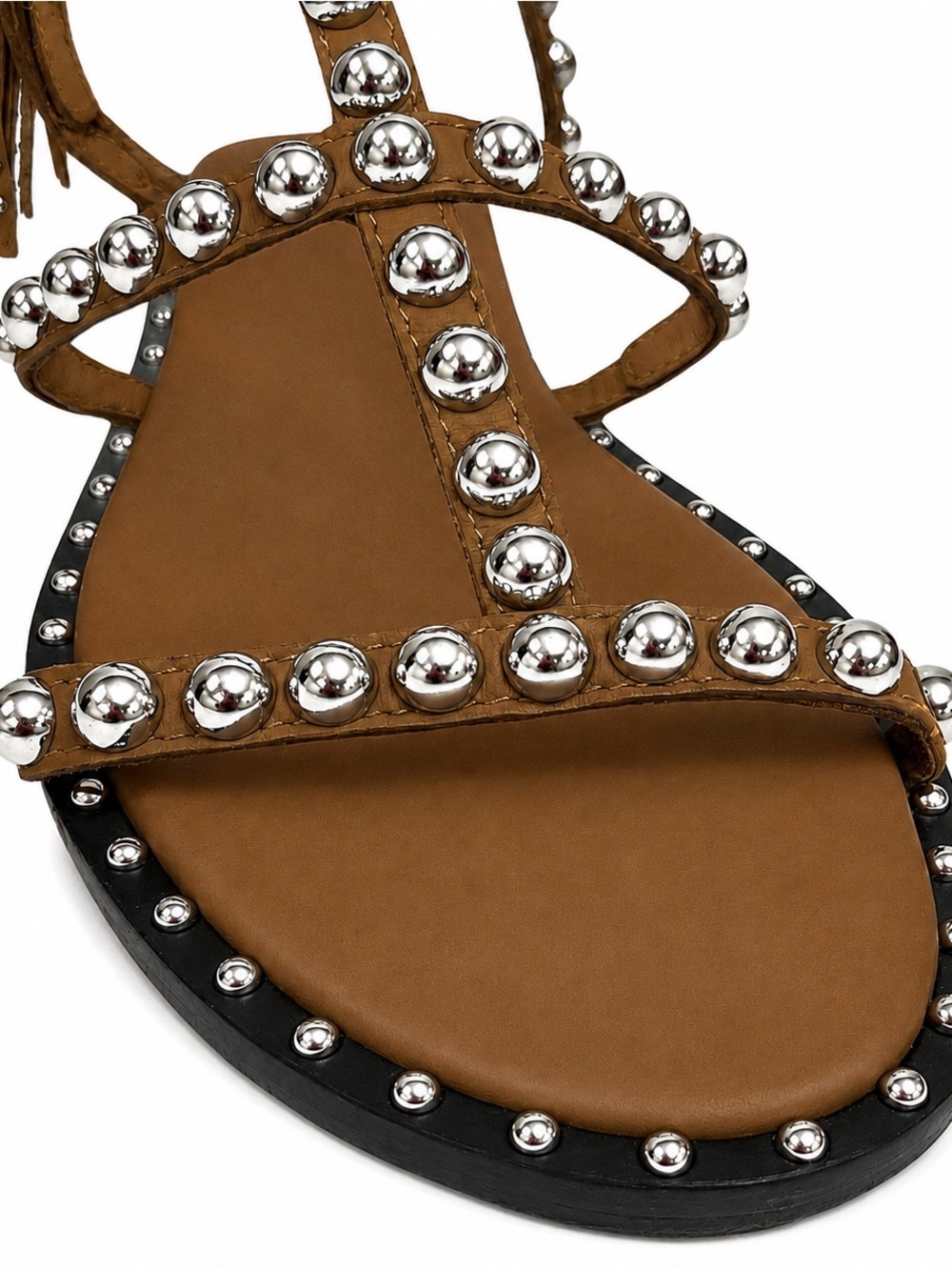 ASH Women's Power Studded Sandals Leather Brown Gladiator Caged 39 - Picture 5 of 7